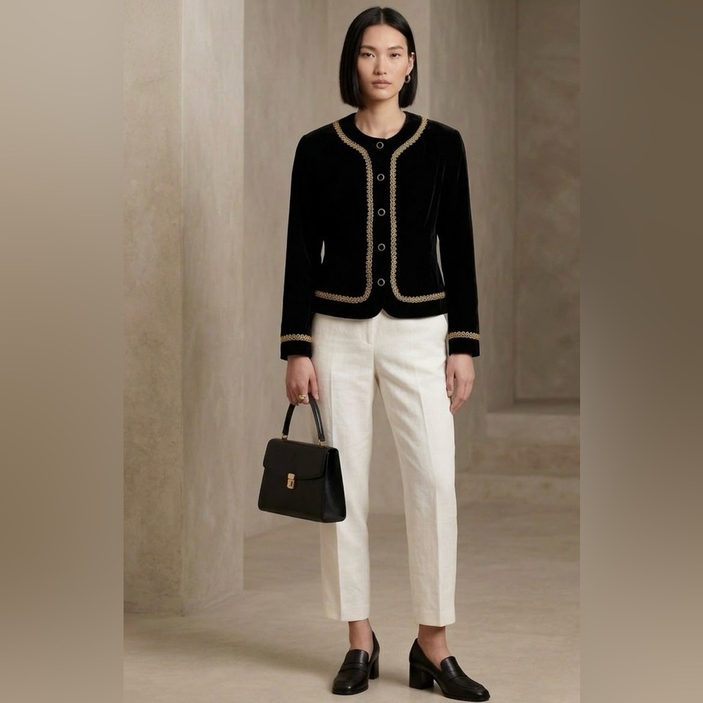 VTG Velvet Jacket with Gold Braid Trim​